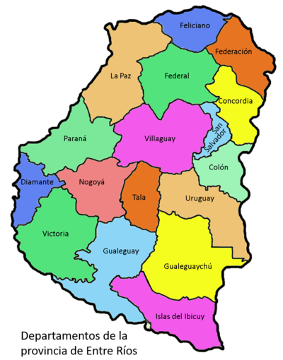 Los departamentos de Entre Ríos