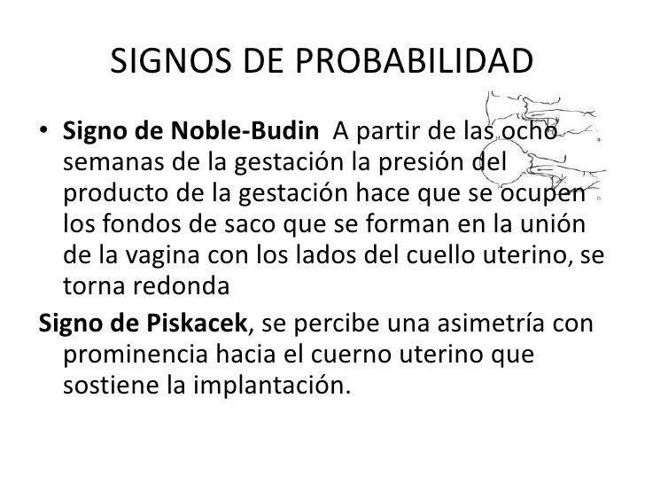 Signos y síntomas de presunción, probabilidad y certeza en el embarazo.