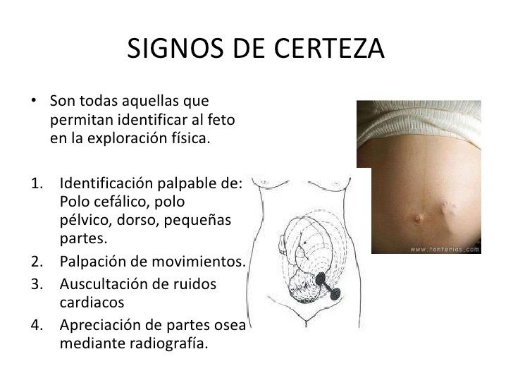 Signos y síntomas de presunción, probabilidad y certeza en el embarazo.