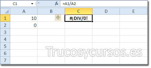 Error: #¡DIV/0! : cuando un número se divide por cero (0). Esto puede suceder al escribir una fórmula simple (como =5/0) o si una fórmula...