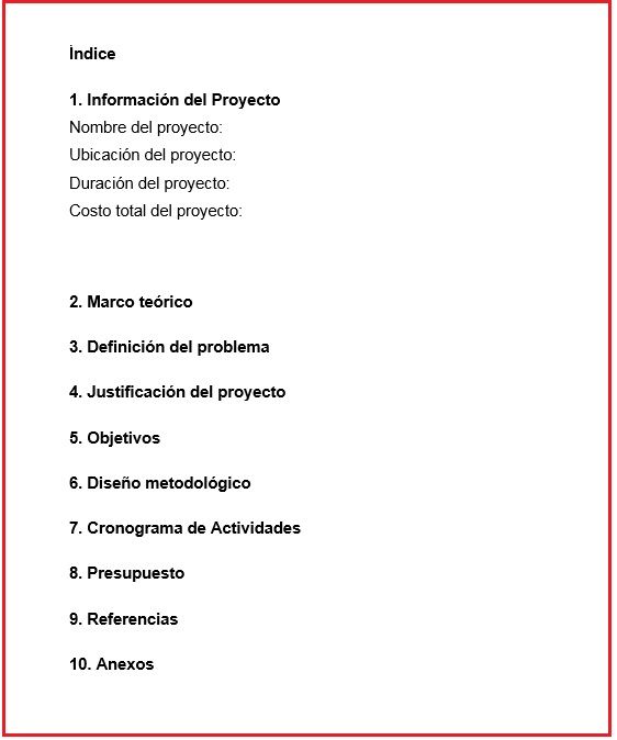 Apartados del Anteproyecto