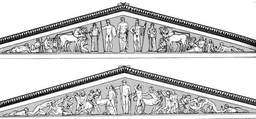 Pelops and Oinomaos/Centauromachy Pediments Temple of Zeus Olympia 470-457