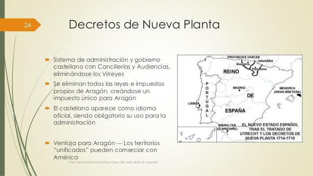 6.- Explica brevemente los Decretos de Nueva Planta