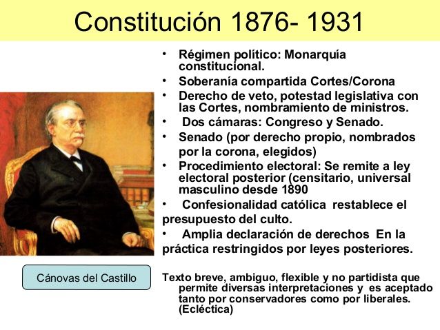 ¿Cómo estableció el senado la Constitución de 1876?