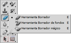 Herramienta borrador: Sirve para borrar partes de una imagen. Ojo, puesto que como muchas otras herramientas, sólo actúa sobre la capa qu...