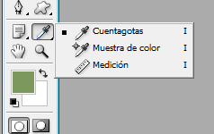 Herramienta cuentagotas: Con el cuentagotas podemos seleccionar colores, de cualquier parte de la imagen, para colocarlos como color fron...