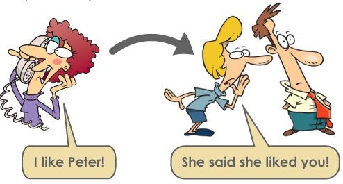 Her friend is telling what you had said that // Su amiga esta contando lo que le que habían dicho