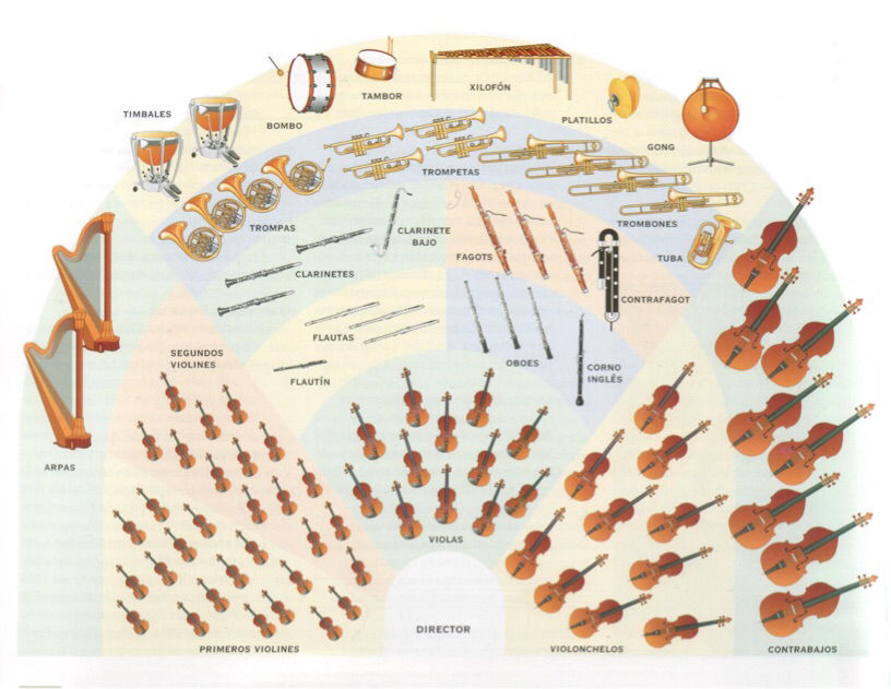 LOS INSTRUMENTOS DE LA ORQUESTA SE COLOCAN: