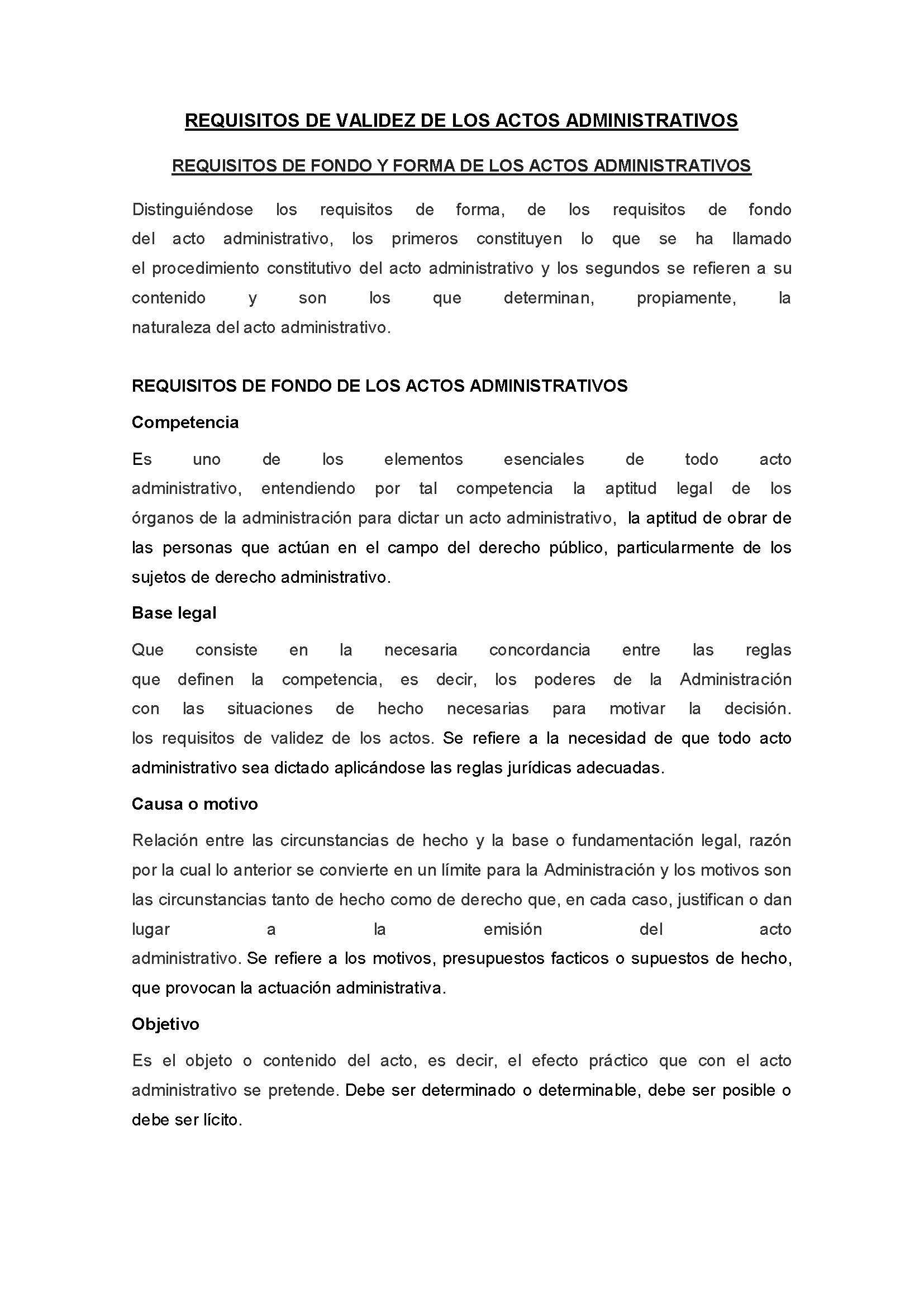 REQUISITOS ACTO ADMINISTRATIVO