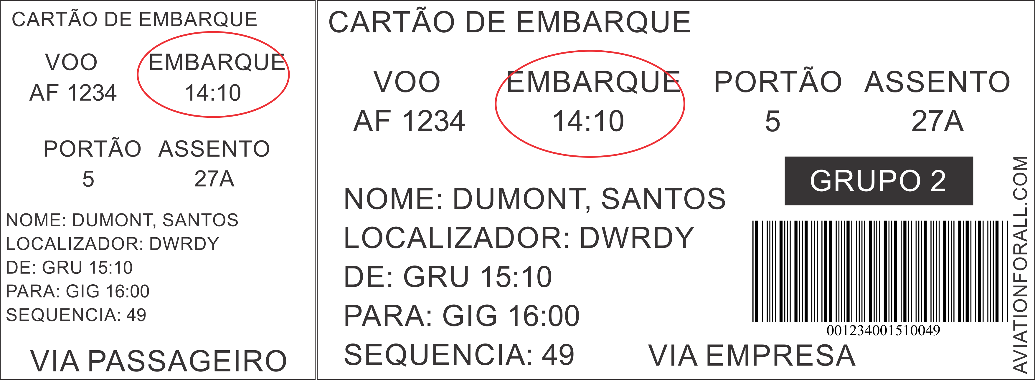 cartão de embarque