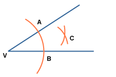 Without adjusting your compass place it n B and draw another arc that cuts off the one you just drew. Label the point where they cross C