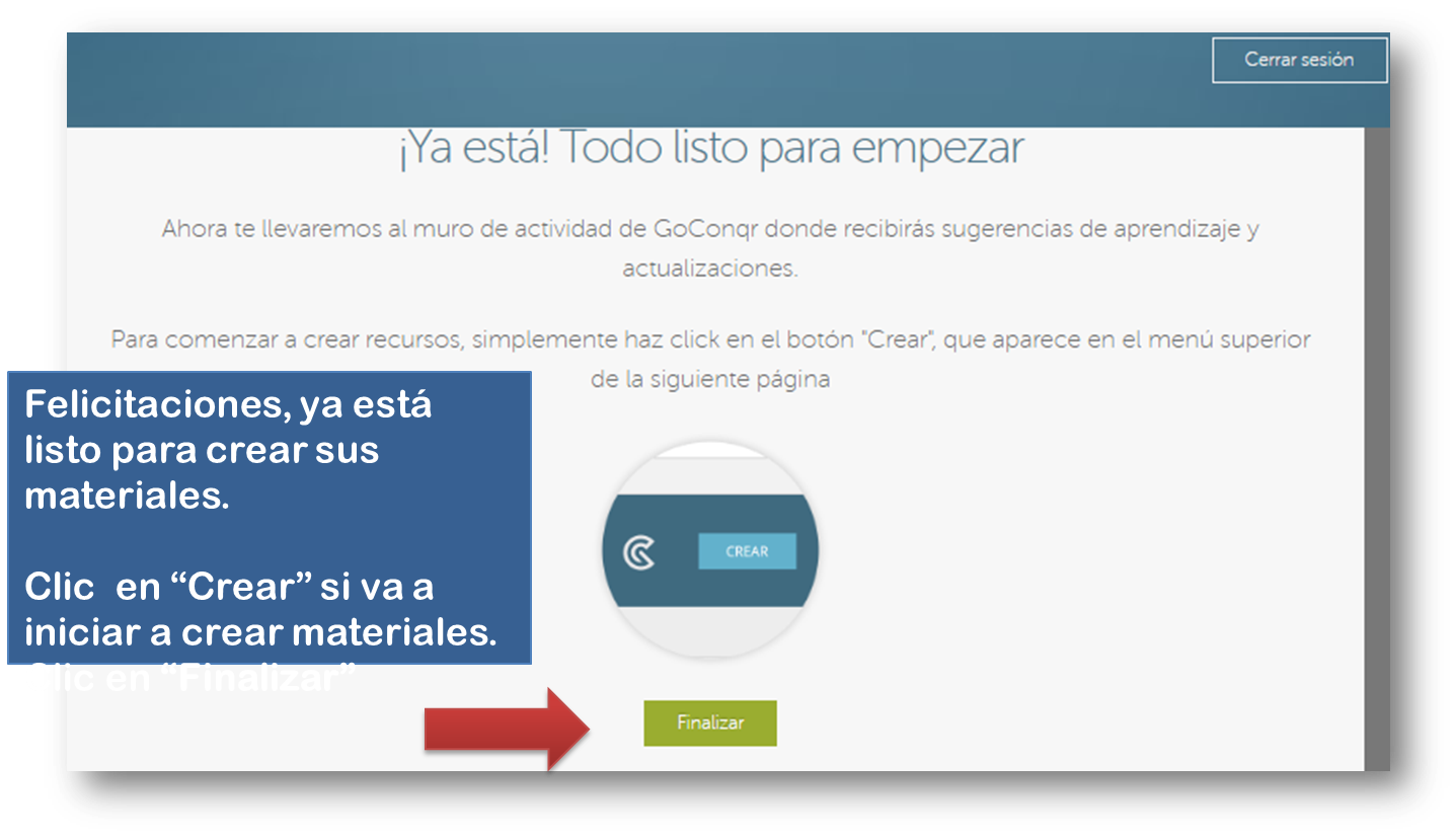 Puede empezar a revisar los recursos.