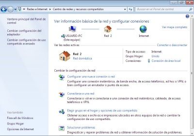 Centro de redes y recursos compartidos.