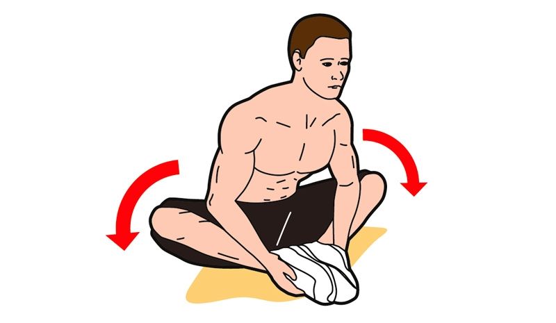 4 Estiramiento de los músculos aductores. En posición estirada sobre la espalda con las piernas muy flexionadas dejar caer las rodillas h...