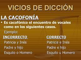 Es una disonancia que resulta de la inarmonica combinacion de los elementos acusticos de las palabras.