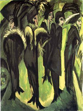 19. Ernst Ludwing Kirchner. Cinco mujeres en la calle. 1913.