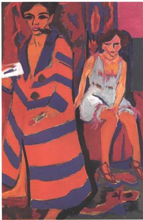 18. Ernst Ludwing Kirchner. El artista y la modelo. 1910.