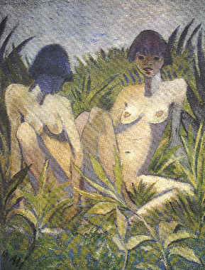 25. Otto Mueller. Dos chicas en la hierba. 1922.