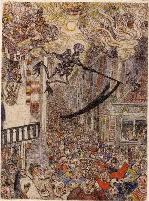 33. James Ensor. La muerte persiguiendo a los ciudadanos.