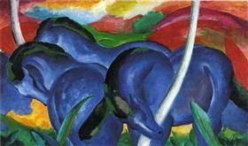 37. Franz Marc. Grandes caballos azules. 1911.