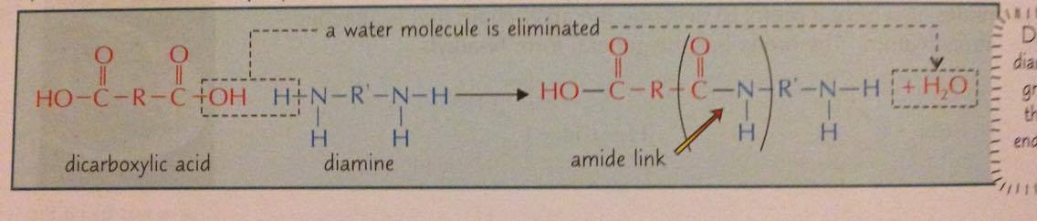 Give the equation for the formation polyamides