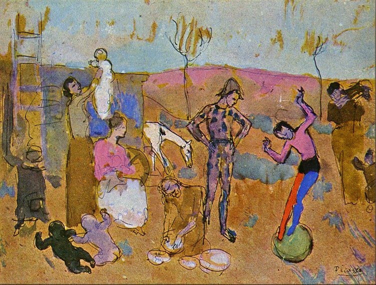 11. Pablo Ruiz Picasso. Familia de acróbatas. 1905.