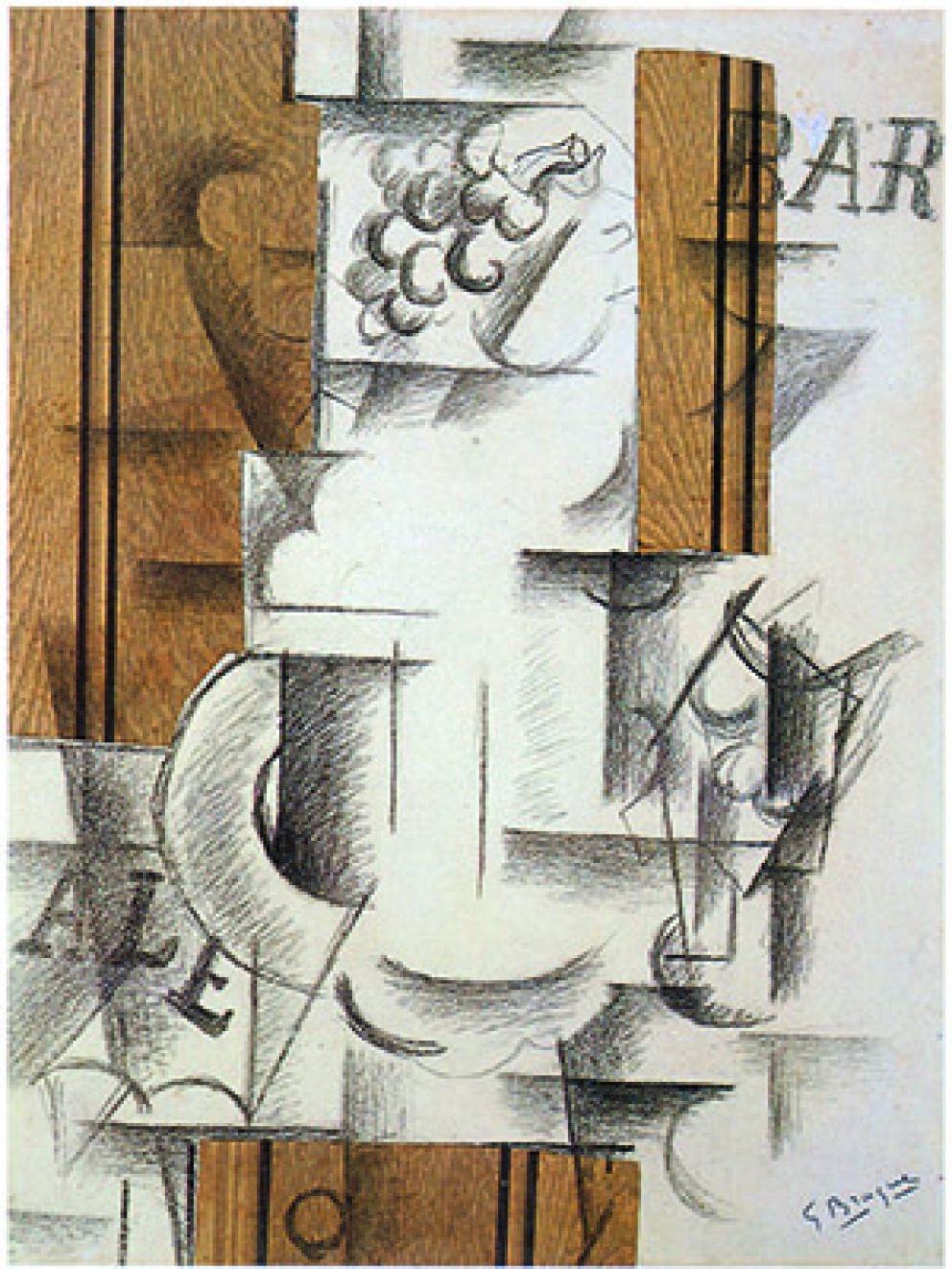 43. George Braque. Compotier et verre. Plato de fruta y cristal. 1912.
