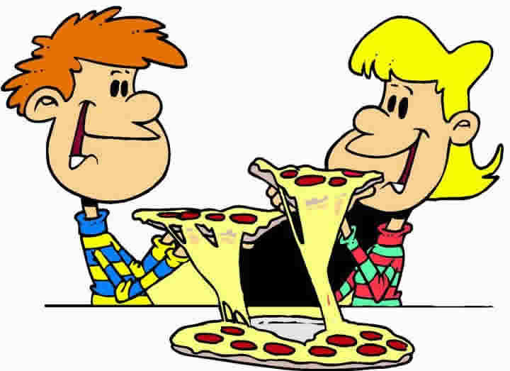 They eat pizza