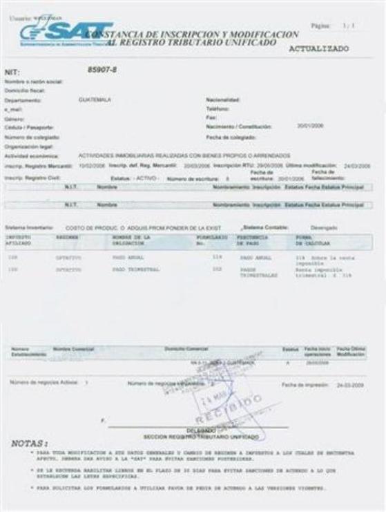 Constansia de Inscripción de Pequeño Contribuyente ante SAT
