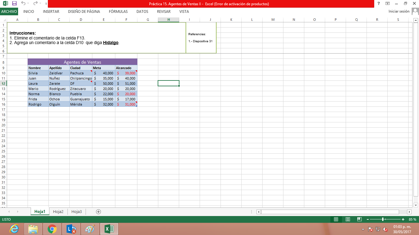 diapositivas excel