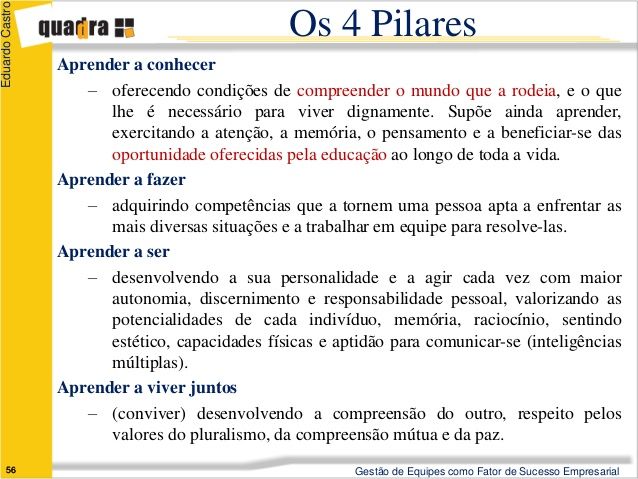 OS QUATRO PILARES DA EDUCAÇÃO