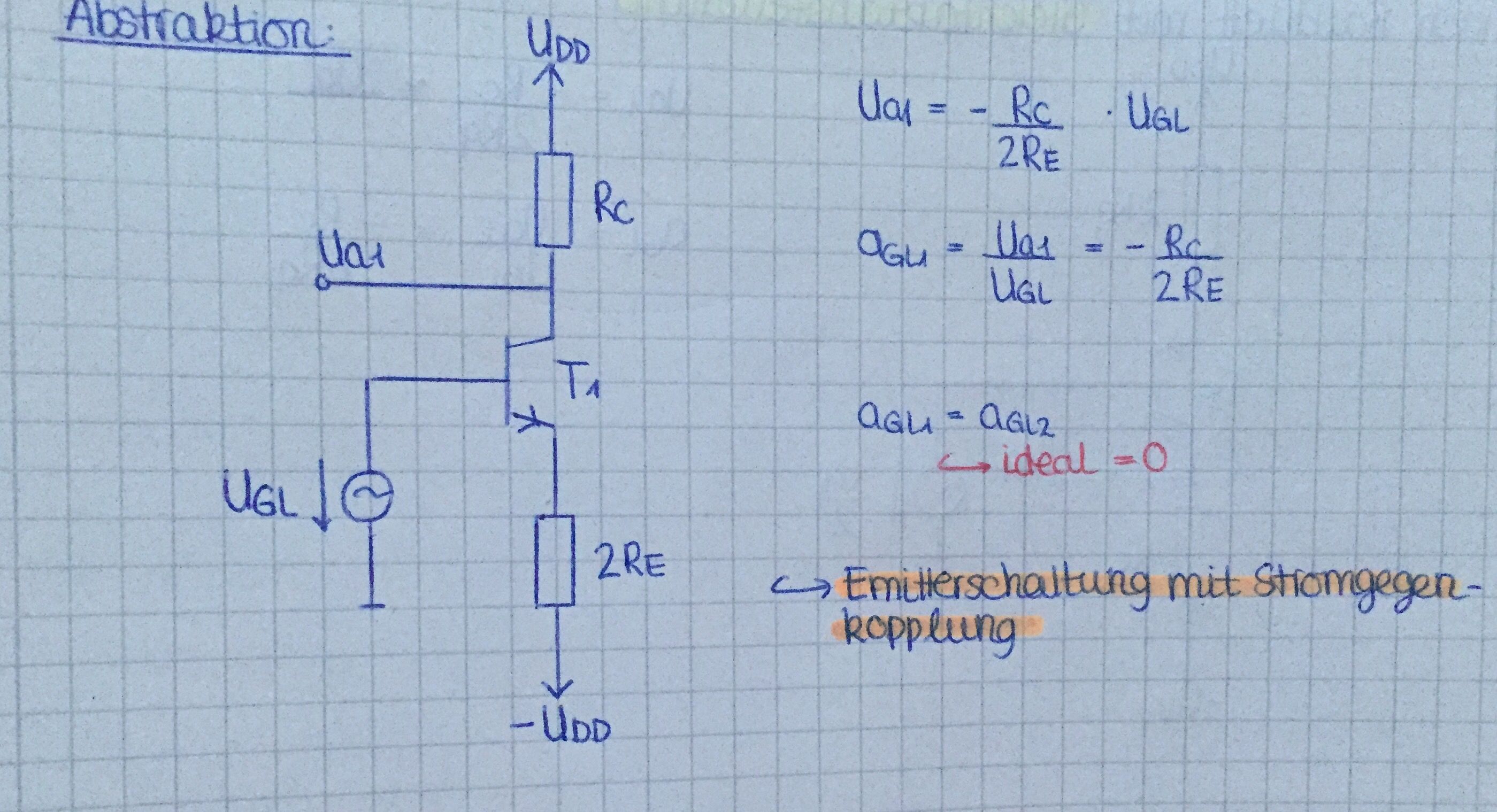 Differenzverstärker - AC Analyse Gleichtaktantsteuerung nach Bartlett - Abstraktion