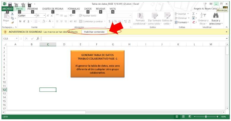 Ejemplo para generar la tabla de datos y su respectiva distribución, para cualquiera de las fases 1,2 o 3
