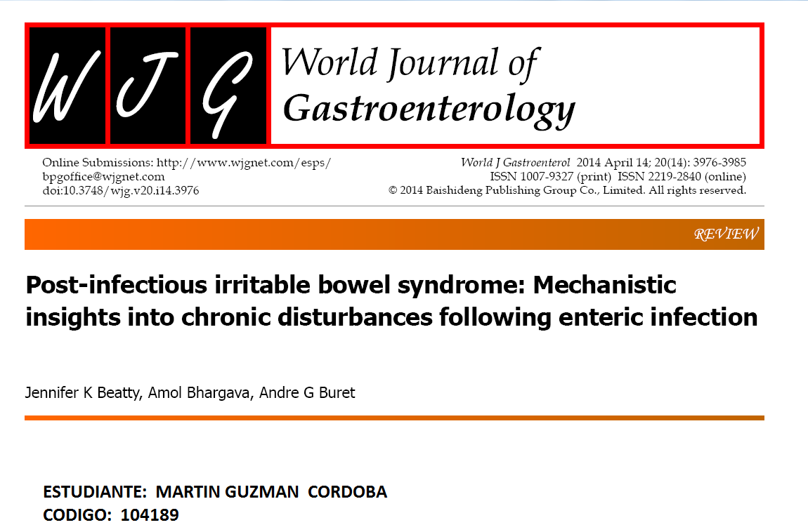 El síndrome del intestino irritable post-infeccioso