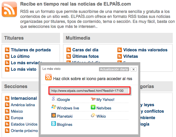 El formato RSS y la sindicación de contenidos.