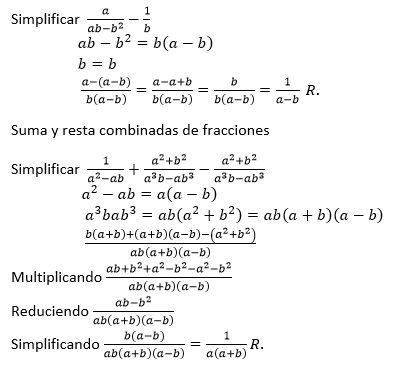 FRACCIONES ALGEBRAICAS REDUCCIÓN DE FRACCIÓN
