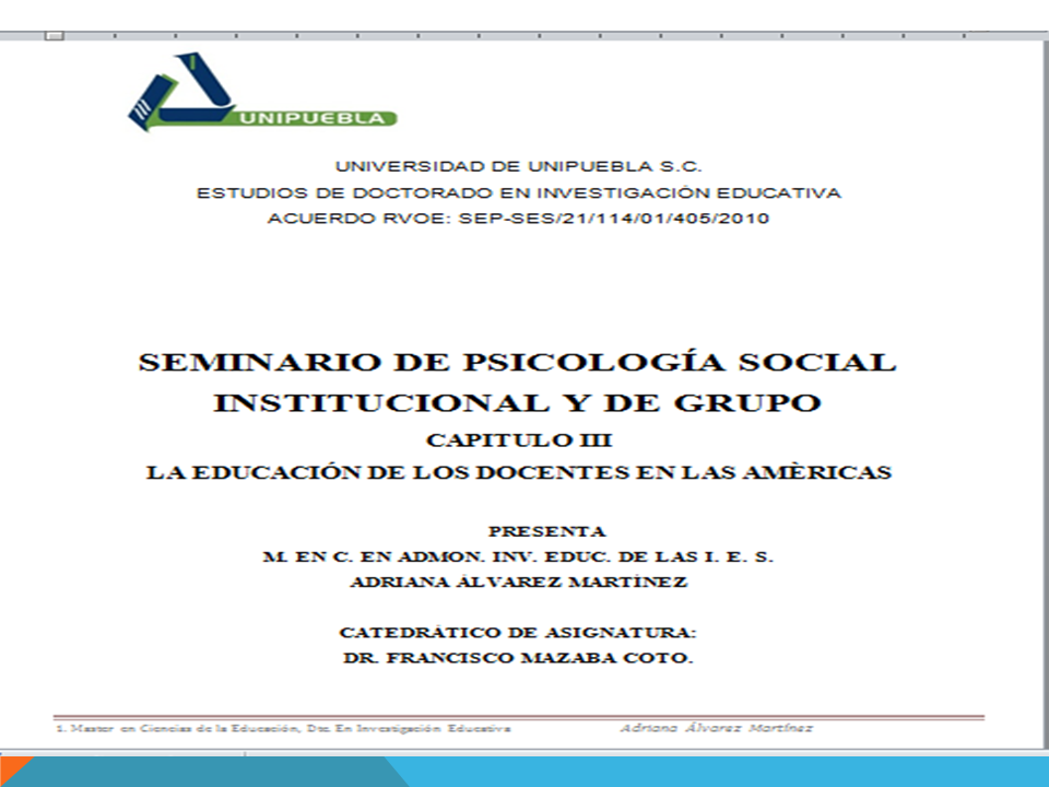 La Educación de los Docentes en las Américas