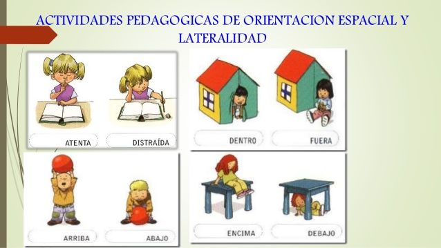 Ubicación de objetos arriba, abajo, adelante etc.