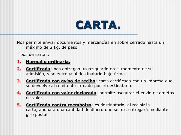 CARTA ORDINARIA(HASTA 2 KG.)