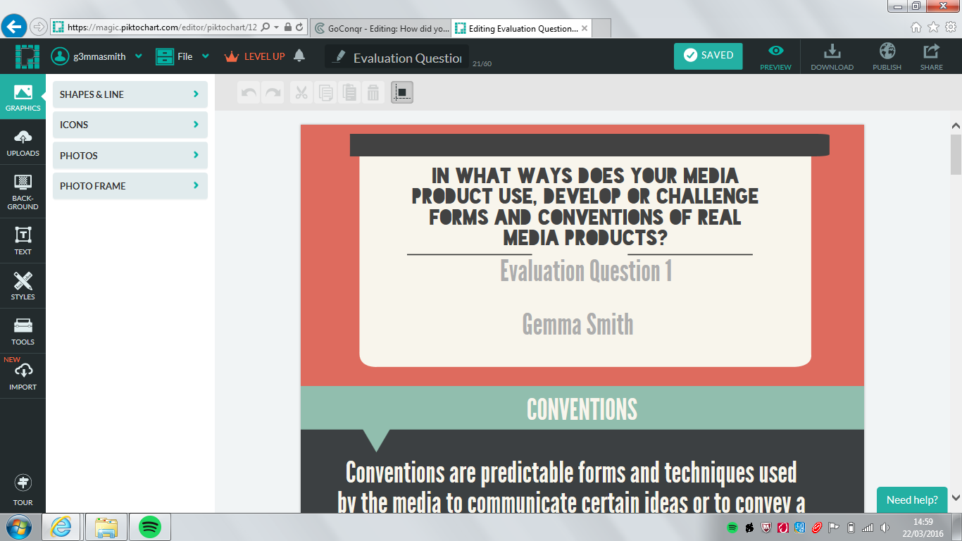 How did you use media technologies in the construction, research, planning and evaluation stages?
