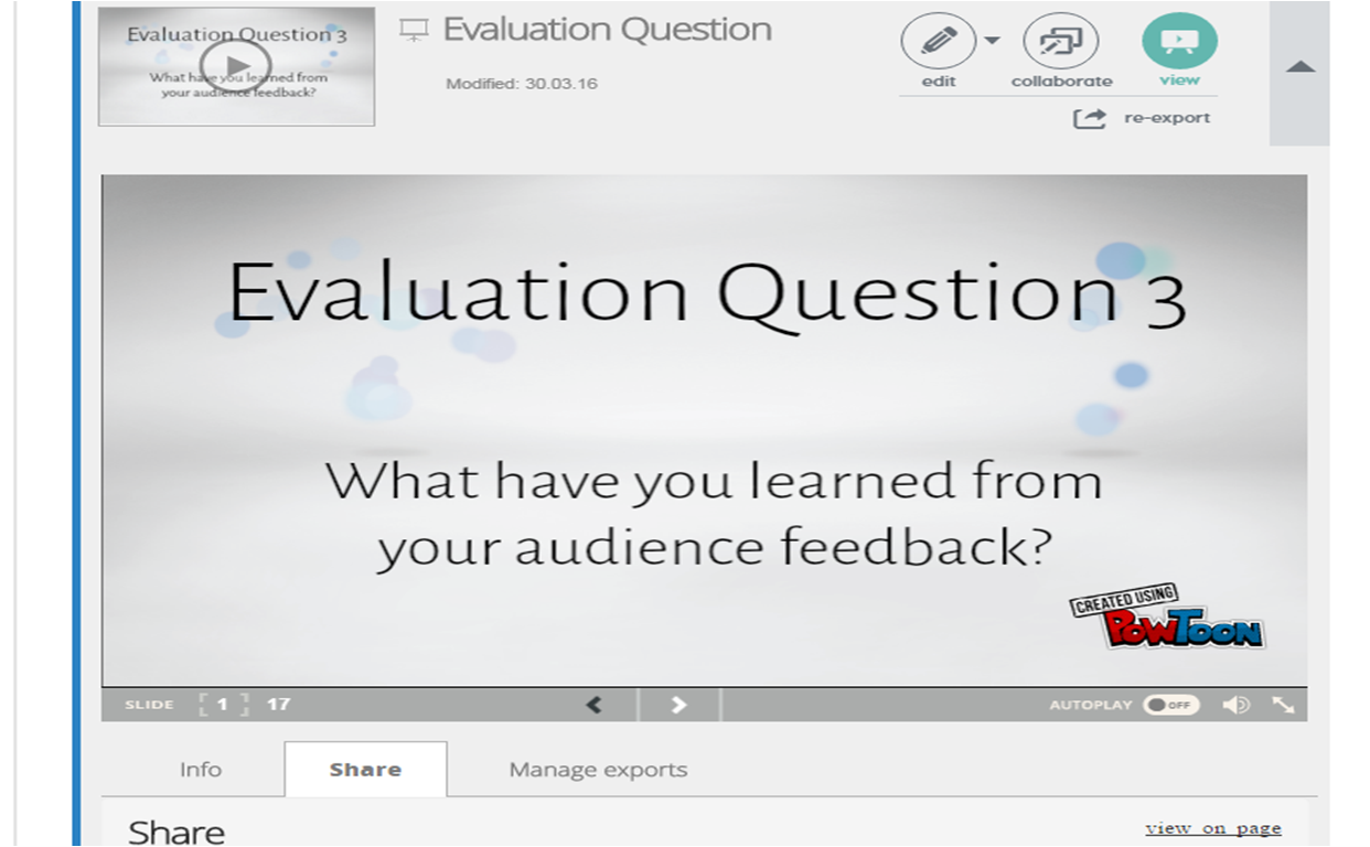 How did you use media technologies in the construction, research, planning and evaluation stages?