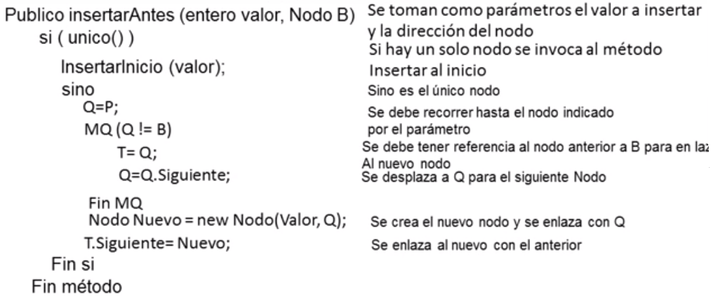 Buscar e Insertar antes y despues de un nodo