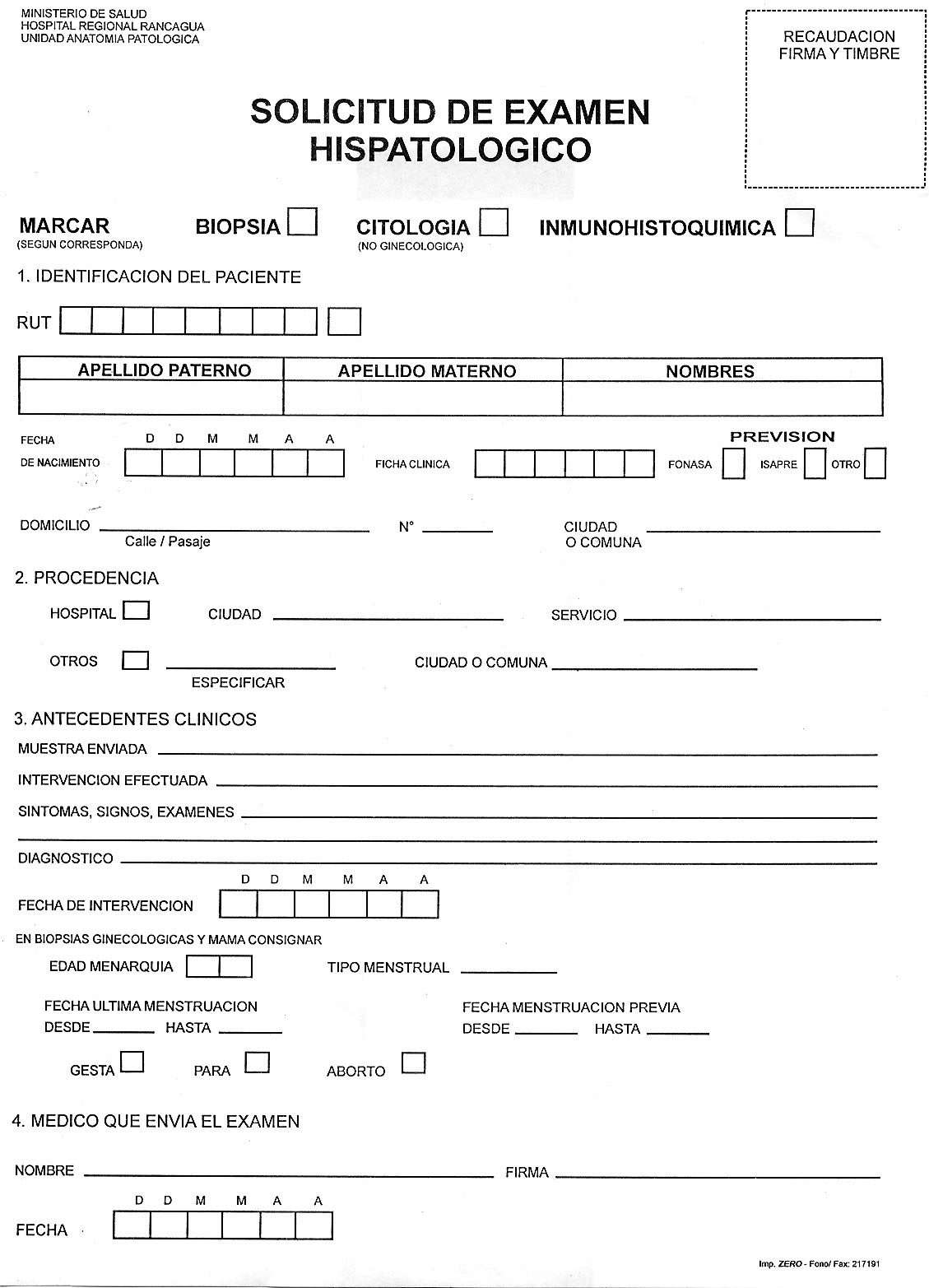Recepción de frascos,Matriculación de pedidos, Codificación para frascos y pedidos de exámenes Histopatológicos