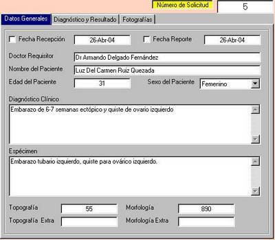Recepción de frascos,Matriculación de pedidos, Codificación para frascos y pedidos de exámenes Histopatológicos
