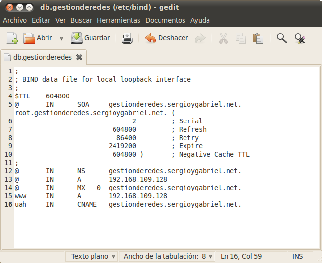 Intalación del Servidor DNS en Ubuntu 16.04.1