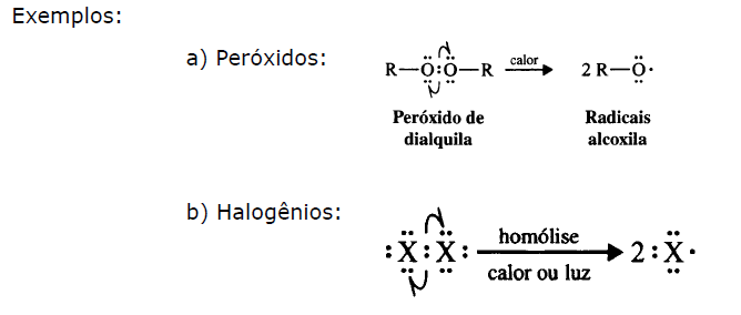Reações de substituição nucleófilica, radicalar, eliminação e adição eletrofílica.