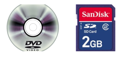 Tarjeta de memoria Flash y DVD