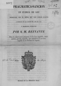 Fernando VII confirma la Pragmática