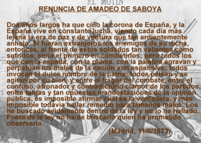 Renuncia de Amadeo I al trono