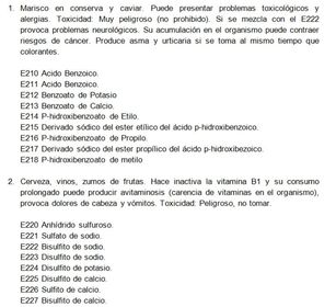 Conservantes peligrosos